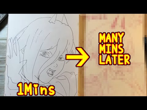 Drawing anime with fountain pen|Power帕瓦|Chainsaw Man|TenK Draws