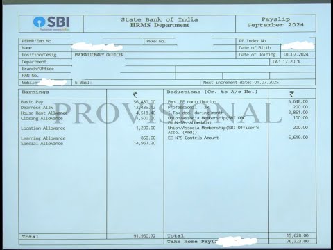 September month salary slip of SBI PO💸✨ | #sbi