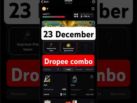 Dropee Daily Combo 23-24 December | New Daily Combo Card 23 December |Daily Combo Dropee