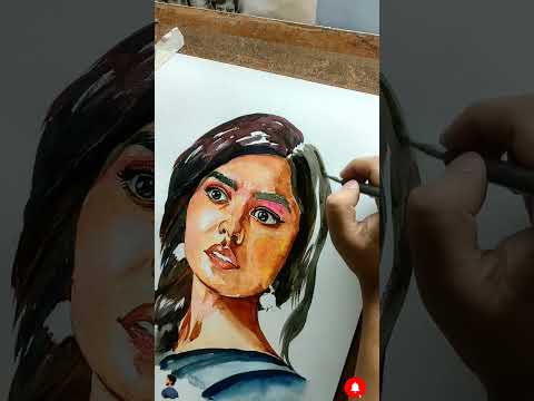 Watercolor drawing of Mrunul thakur | Sita ramam @Akramarts #shorts