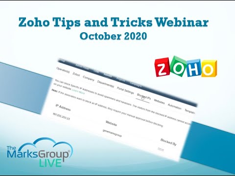 Zoho Tips & Tricks Webinar - October 2020