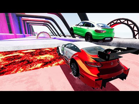 Mercedes Cars VS LAVA RAMP - Epic High Speed Car Ramp Jumps #7 BeamNG Drive