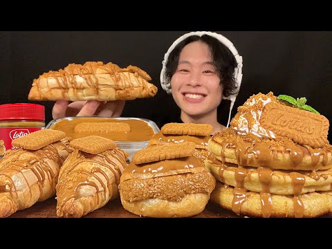 ASMR Lotus tiramisu, donuts and pancakes‼️【eating sound/mukbang】