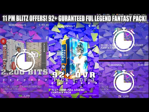 11 PM BLITZ OFFERS! 92+ GURANTEED LEGEND FANTASY PACK! UPCOMING 12 AM BLITZ OFFERS! | MADDEN 22