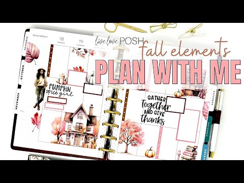 PLAN WITH ME | CLASSIC VERTICAL HAPPY PLANNER | FALL ELEMENTS LIVE LOVE POSH PINK FALL SPREAD