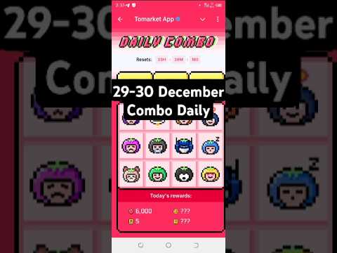 Tomarket daily combo today 🍅 | Tomarket 29 December daily combo 🗓️ | Tomarket combo