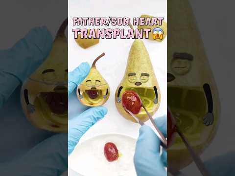 Heart Transplant FATHER TO SON😭🍐 - Pear Fruitsurgery🫀 #foodsurgery #cute #shorts