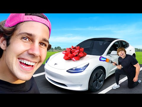 I Surprised David Dobrik With Custom Tesla!