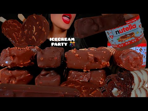 🍫ASMR EATING CHOCOLATE ICE CREAM PARTY 🍦🎊먹방 초콜릿 아이스크림 파티| crunchy sounds |notalking 🐾