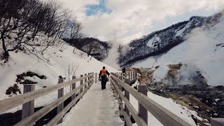 Walking in the Jigokudani "Hell Valley" Noboribetsu, Hokkaido JAPAN | 4K ASMR | Snowscape Ambience