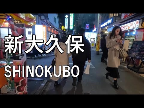 【4K】日本なのにほぼ韓国、新大久保をクリスマスの夜に散歩 Christmas-Night Walking in Shin-Okubo of Tokyo, almost South Korea