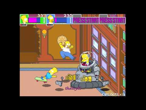 The Simpsons Arcade game - Stage 8 Springfield Nuclear Powerplant - Homer & Bart vs. Mr. Burns & fin