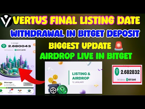 Vertus Airdrop Biggest Update l Vertus Final Listing Date l Vertus withdrawal Deposit In Bitget