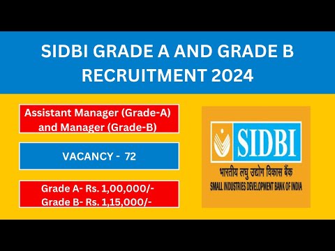 SIDBI Notification 2024 | SIDBI Vacancy, Salary, Eligibility 2024| Latest Government Jobs 2024