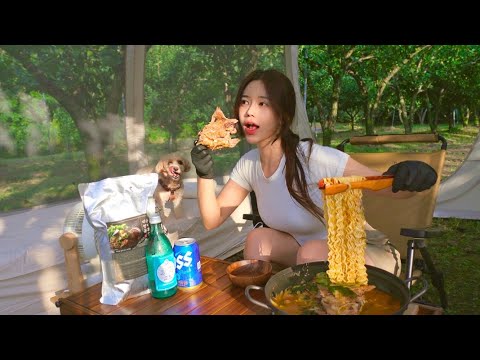 Drinking So-maek with bone hangover soup for a new tent | Eating a hot dog with a lot of corn cheese