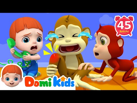 Five Little Monkeys | Learn Numbers With Monkey Song | Domi Kids Nursery Rhymes & Kids Songs