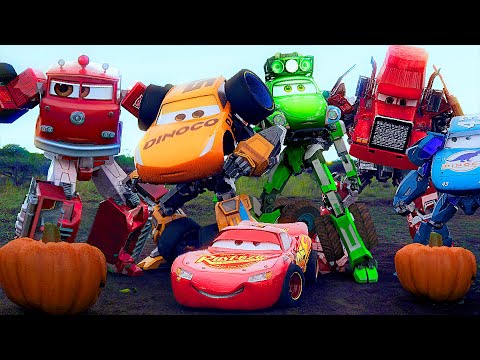 Lightning McQueen TRANSFORMERS in Real Life on Road Halloween 🎃 cars PIXAR alll