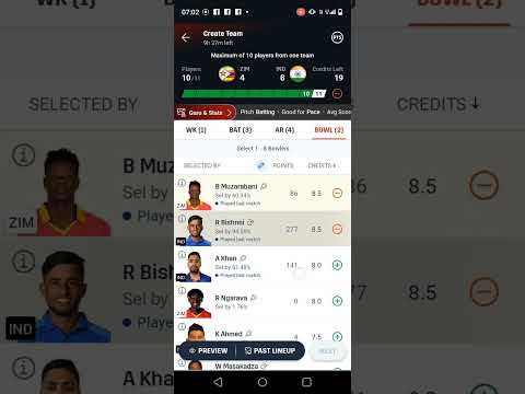 zim vs ind dream11 team kaise banaye || zim vs ind dream11 team kaise banaye