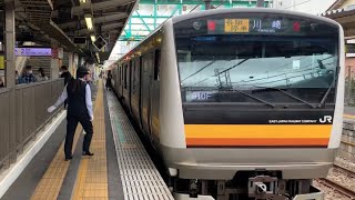 JR南武線平間駅を入線.通過.発車する列車。