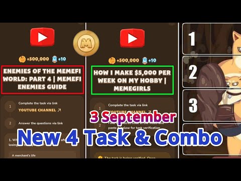 Memefi New 4 Task Code Answer || Memefi Task Code || Memefi Daily Combo