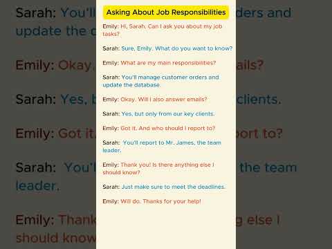 Basic English Conversation: Asking About Job Responsibilities. #Shorts