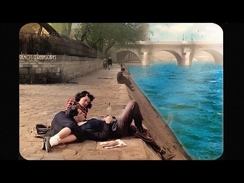 1940s, a Romantic day by the river and it's spring (oldies music, water sounds, birds chirping) ASMR