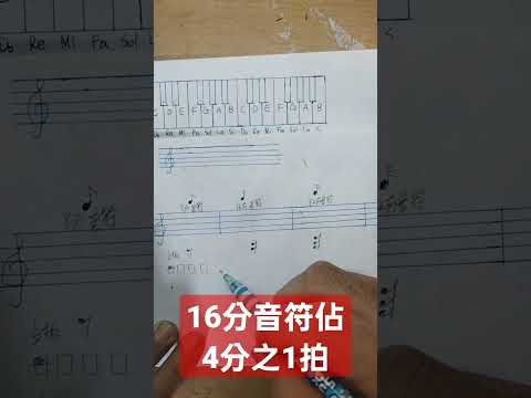 八分和十六分音符所占拍數是對折在對折