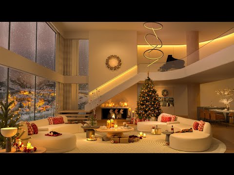 Luxury Christmas Loft 2025 🎄 Piano Jazz, Cozy Fireplace & Snowy City Views for Calm and Comfort