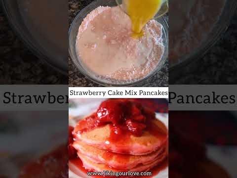 Strawberry Cake Mix Pancakes #shorts