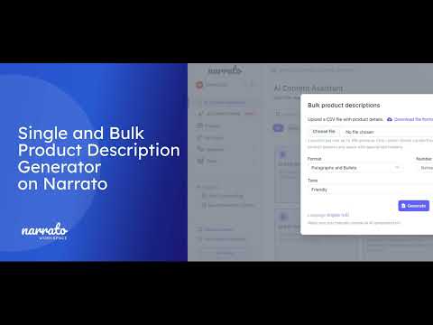 Single and Bulk Product Description Generator on Narrato