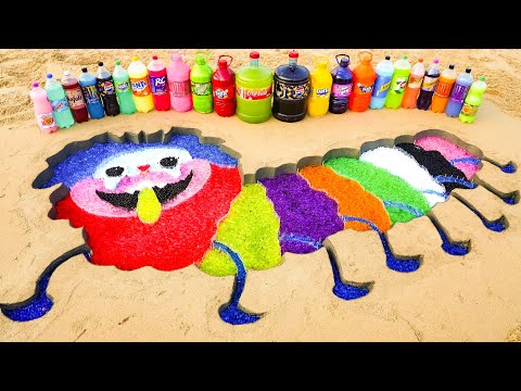 How to make a GIANT PJ Pugapillar with Orbeez, Pepsi, Coca Cola, Mtn Dew, Fanta and Mentos and Soda