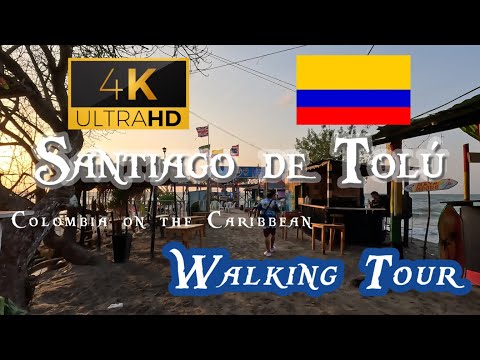 🇨🇴【4K 60fps】WALK -  Santiago de Tolú  ~ Walking Tour - Colombia