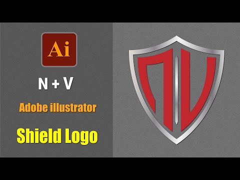 How to Design Shield Logo in Adobe Illustrator | N V Letter Logo