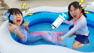 人魚がおなか痛い！？注射こわいよ～！食べすぎには気をつけて！お医者さんごっこ 病院ごっこ【寸劇】Kids マーメイド