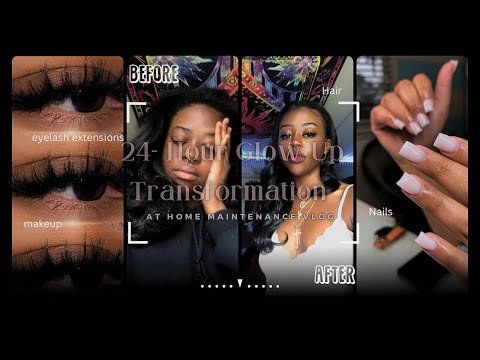 24-Hour Glow Up Transformation At Home | Eyelash Extensions, Hair, Makeup, Waxing | ImaniJaleah