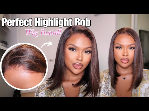 Pre-everything Bob Wig With Brown Highlights | Beginner Friendly install | MyFirstWig