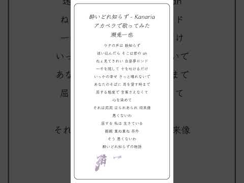 『酔いどれ知らず/Kanaria』アカペラで 歌ってみた【#瀬兎一也 】#kanaria  #ボカロ #のりプロ #歌ってみた #vtuber