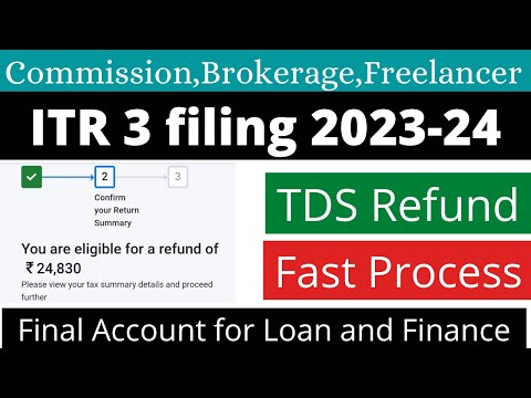 Income tax return(ITR 3) online filing 2023-24 for LIC commission agent,freelancer or brokerage