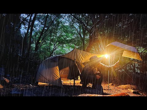 雨の低山キャンプは雨漏りするわ燃料少ないわでもう大変【雨キャン練習】