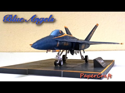 PaperCraft Blue Angel fighter jet (Boeing F/A-18) , scale paper model plane.