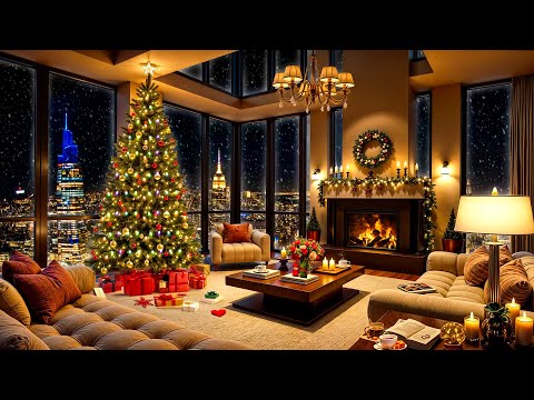 Relaxing Christmas Jazz 2025 🎄 Luxury NYC Apartment with Smooth Jazz Music on Snowy Night for Sleep