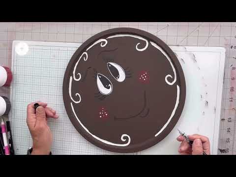 Dollar Tree Pizza Pan Painted Gingerbread Face