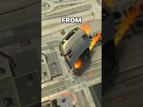 Falling from the highest building in a burning car in gta games! #shorts #grandtheftauto #gaming