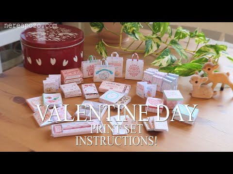 VALENTINE DAY Print set building Instructions Handmade miniature dollhouse by Nerea Pozo Paper craft