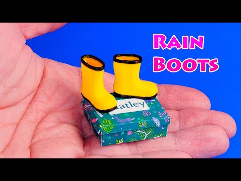 Yellow Rain Boots Miniature for dolls DIY DollHouse. How to make