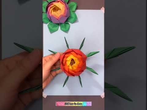 Use colored paper and a rubber band to make a beautiful blessing lotus lantern #drawing #draw