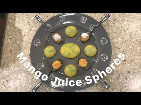 Reverse Spherification - Molecular Gastronomy - Mango Spheres