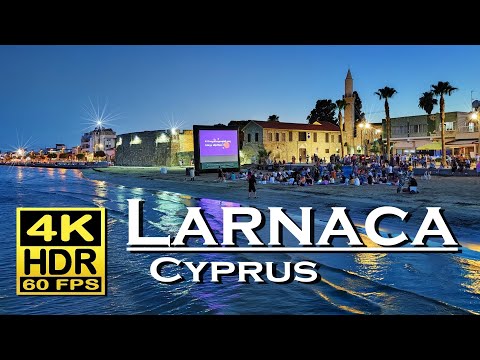 Larnaca Cyprus nightlife 4K 60fps HDR ( UHD ) Dolby Atmos 💖 The best places 👀 evening walking tour