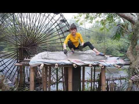 Build a concrete hut next to the stream - Build foundation pillars and Pour the floor - Farm life