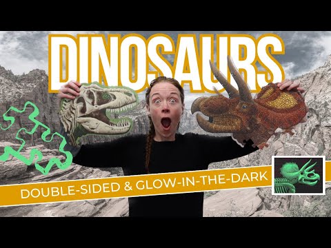 Double-Sided Glow-in-the-Dark DINOSAUR Jigsaw Puzzles from Genius Games #puzzle #jigsawpuzzle